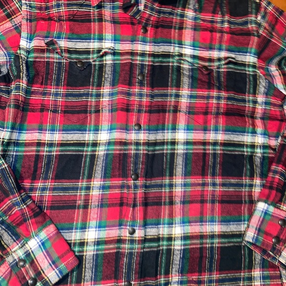 Polo Ralph Lauren Western Patch Suede Elbow Snap Plaid Flannel Shirt - Picture 7 of 11